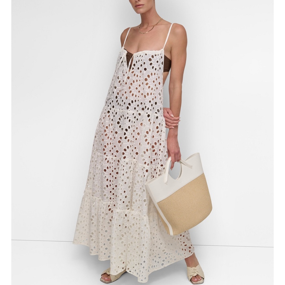 XL DKNY White Eyelet Cover up Dress